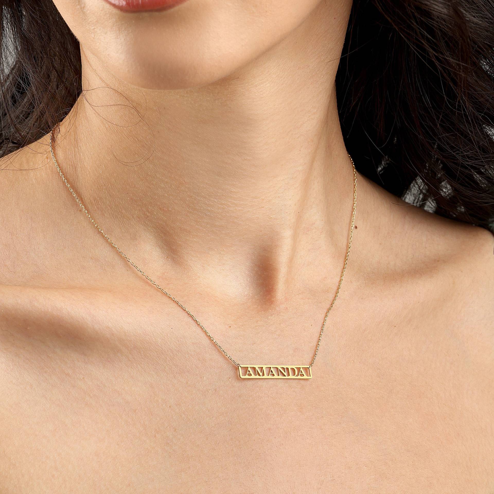 Gold Stick Horizontale Bar Namen Halskette, Script Rechteckige Halskette Im Quadrat, Name Weihnachtsgeschenk Gold Stick Horizontale Bar Namen Halskette, Script Rechteckige Halskette Im Quadrat, Name Weihnachtsgeschenk von NisPersonalized