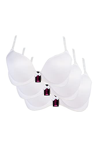 Nisan 3 Stück Damen Klassischer Weicher Schalen Bügel-T-Shirt-BH, 3er-Pack Größen mit oder ohne Push-up Effect, Farbe:Cream (mit Push-Up), Größe:75B von Nisan