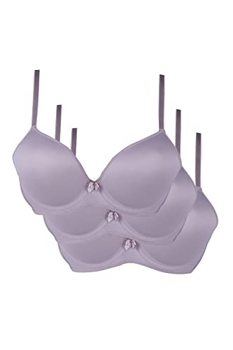 3er-Pack, Damen Klassischer Weicher Schalen Bügel-T-Shirt-BH, in vielen Farben und Größen mit oder ohne Push-up effect. Bitte kaufen Sie zwei Nummern größer, Farbe:Nerz Farbe (ohne Push-Up), Größe:80B von Nisan