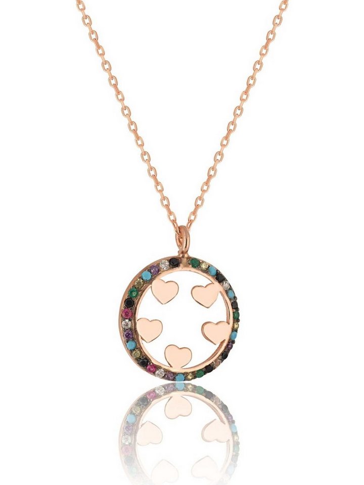 Nisan Kette und Anhänger Set, 925 Sterling Silber Damen Halskette – Zirkonia Herzanhänger von Nisan