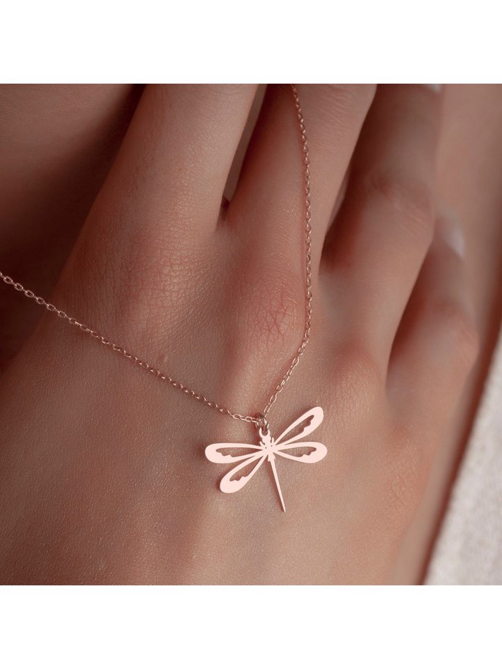 Nisan Kette und Anhänger Set, 925 Sterling Silber Libelle Damen Halskette von Nisan