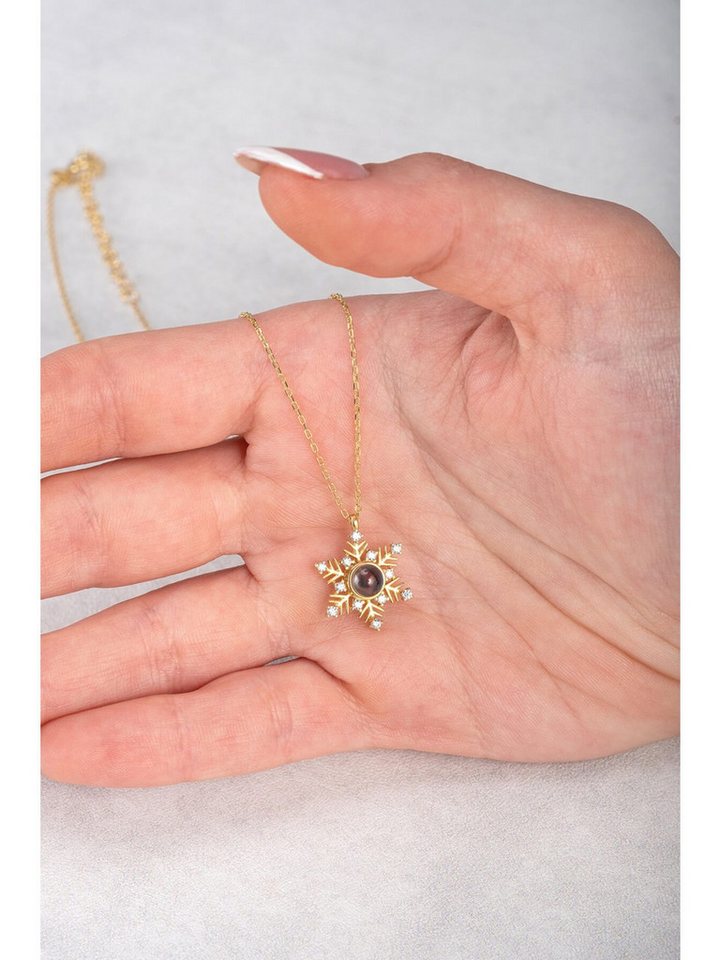 Nisan Kette und Anhänger Set, 925er Silber Damenkette – Schneeflocke- Ich liebe dich in 100 Sprachen von Nisan