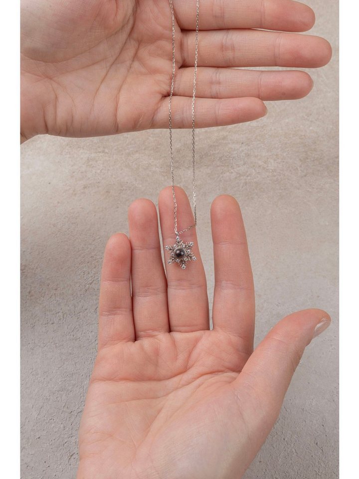 Nisan Kette und Anhänger Set, 925er Silber Damenkette – Schneeflocke- Ich liebe dich in 100 Sprachen von Nisan