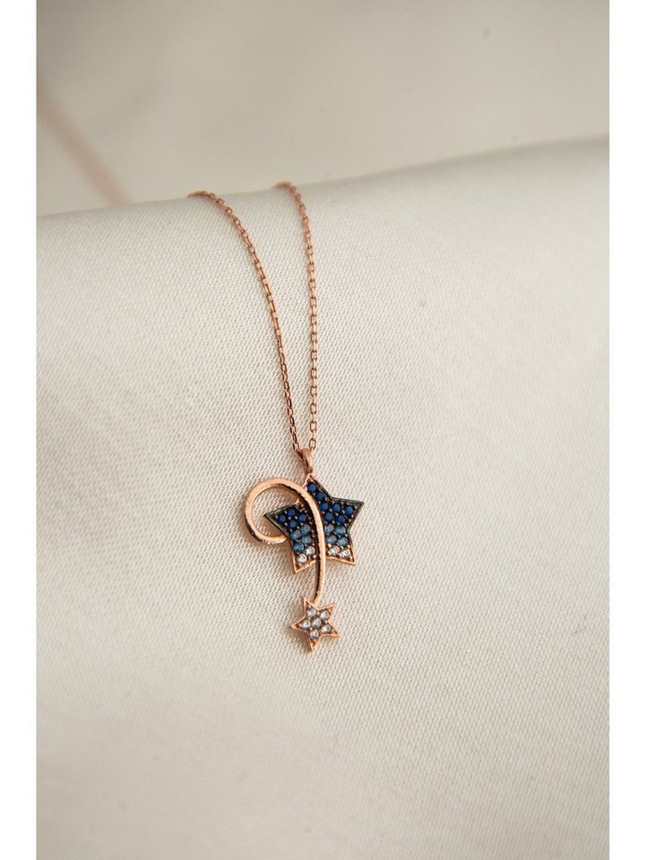 Nisan Kette und Anhänger Set, Damen 925 Sterling Silber Halskette – Sternschnuppe mit Farbverlauf von Nisan