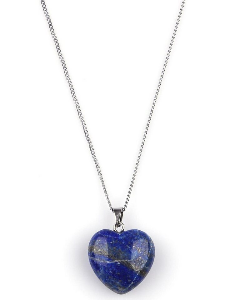 Nisan Kette und Anhänger Set, Lapis Lazuli Naturstein Herz Anhänger – Kette mit ca. 45 cm Länge von Nisan