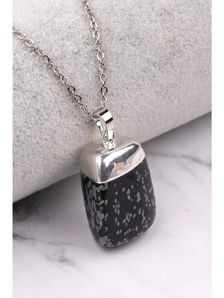 Nisan Kette und Anhänger Set, Schneeflocken-Obsidian Halskette – Natürlicher Edelstein Anhänger von Nisan