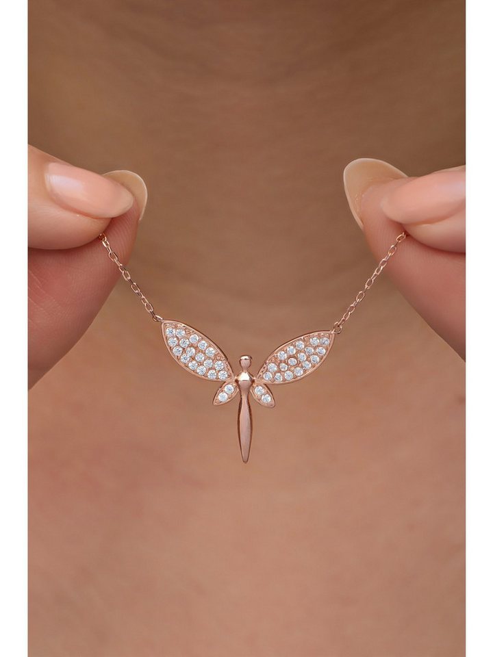 Nisan Kette und Anhänger Set, Silber Halskette mit Flügel-Fee Anhänger mit Zirkonia von Nisan