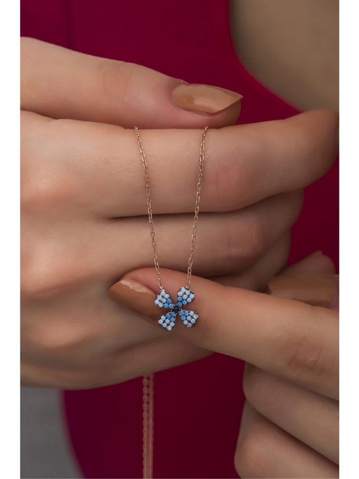 Nisan Kette und Anhänger Set, Silber Halskette mit Kleeblatt-Anhänger, Farbverlauf-Zirkonia von Nisan