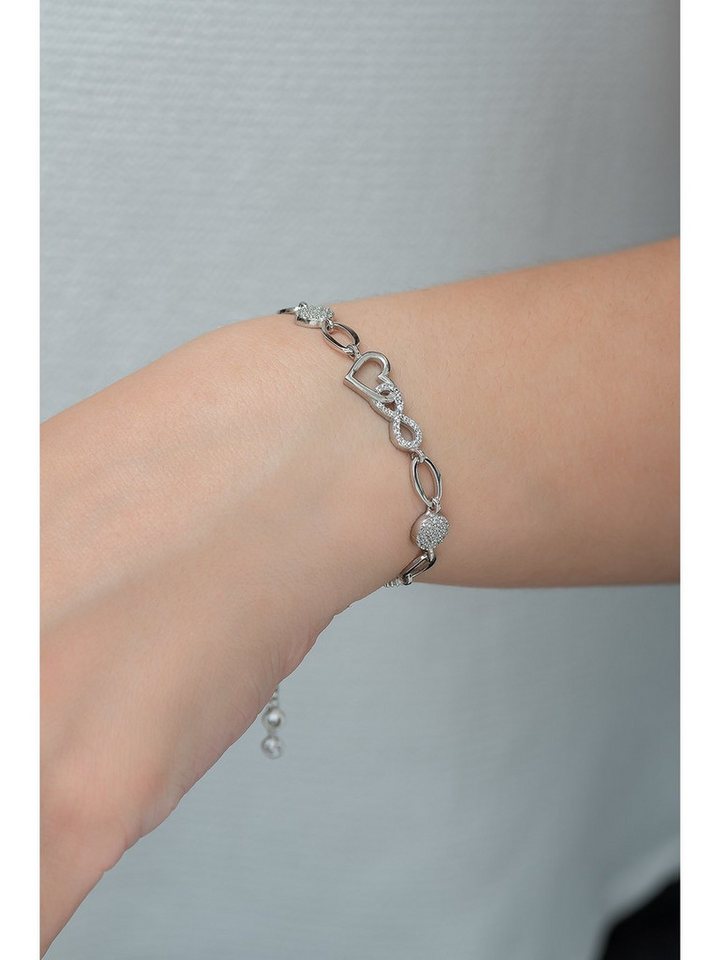 Nisan Ketten und Armband Set, 925 Silber Damen Armband – Rhodiniert mit Herz- & Unendlichkeitssymbol von Nisan