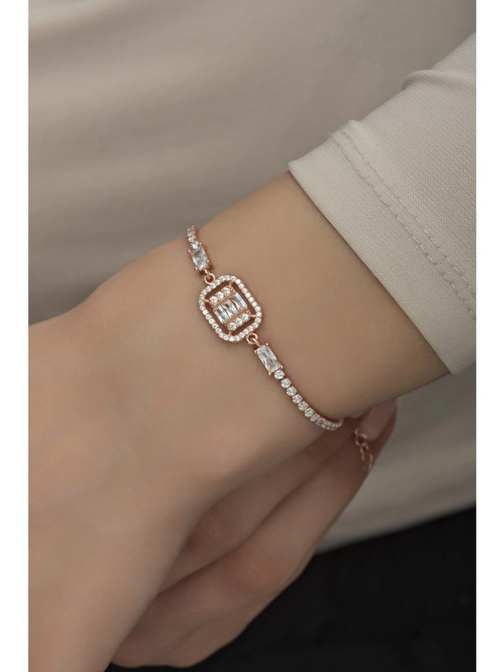 Nisan Ketten und Armband Set, 925 Silber Damen Armband – Rose vergoldet mit Zirkonia & Suyolu-Design von Nisan