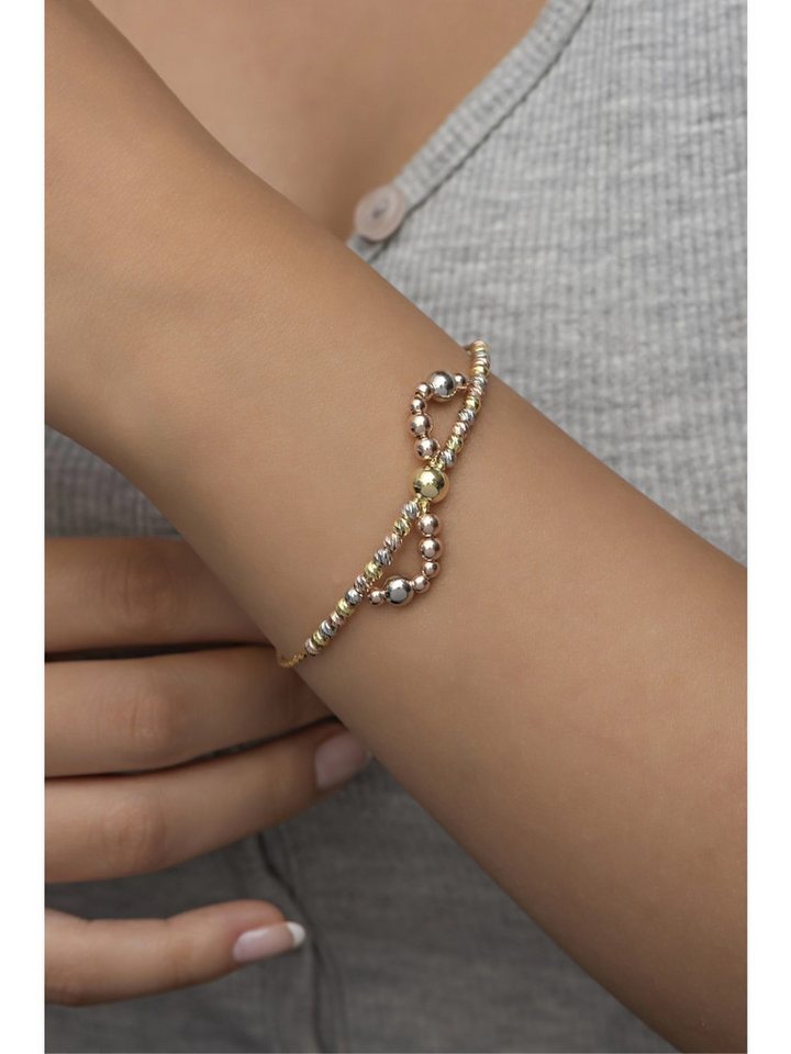 Nisan Ketten und Armband Set, 925 Sterling Silber Armband, Infinity Design mit Dorika Kugeln in Gold von Nisan