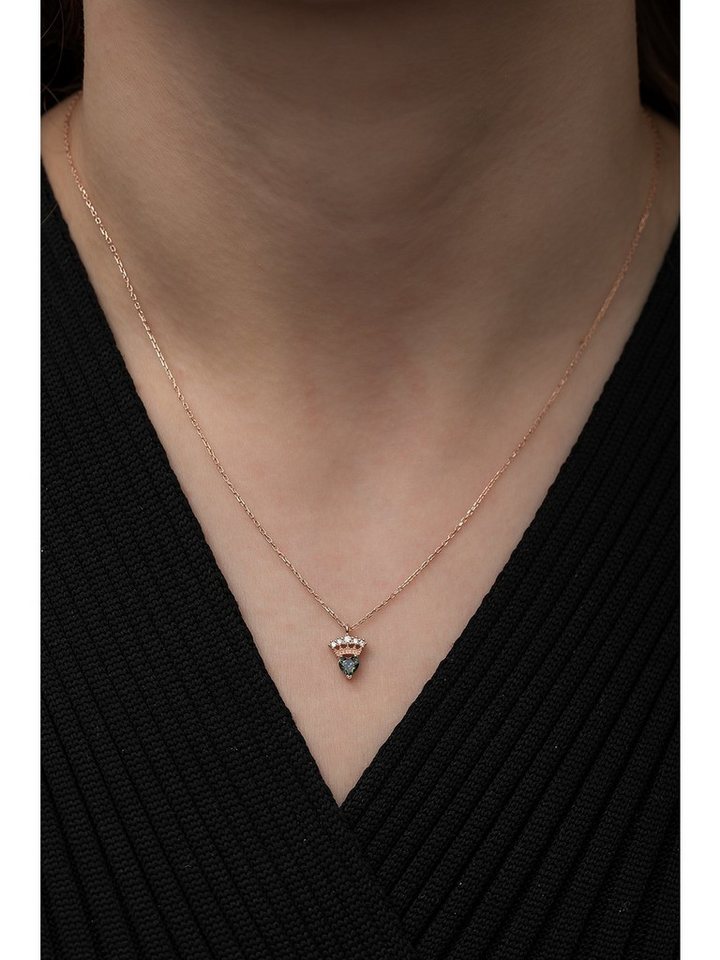 Nisan Ketten und Armband Set, 925 Sterling Silber Halskette – Herz mit Krone Anhänger, mit Zirkonia von Nisan