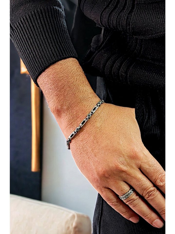 Nisan Ketten und Armband Set, 925 Sterling Silber Herren Armband – Otantisches Design, Handgefertigt von Nisan