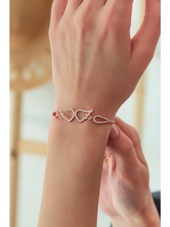Nisan Ketten und Armband Set, 925er Silber Armreif Damen Armband mit Engelsflügel Design – Zirkonia von Nisan