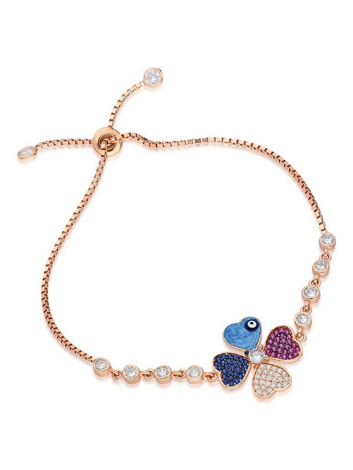 Nisan Ketten und Armband Set, 925er Silber Damen Armband – Verstellbares Glücksklee Design von Nisan