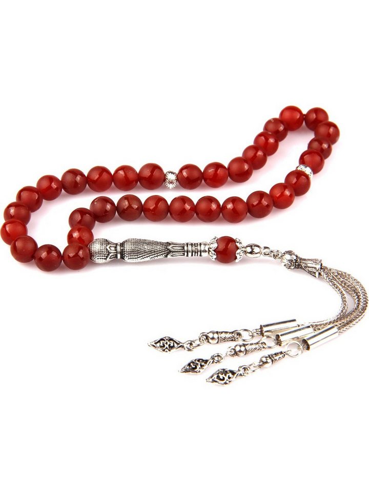 Nisan Ketten und Armband Set, Achat Naturstein Gebetskette 33 Perlen, 8 mm Kugelform, Matte Struktur von Nisan