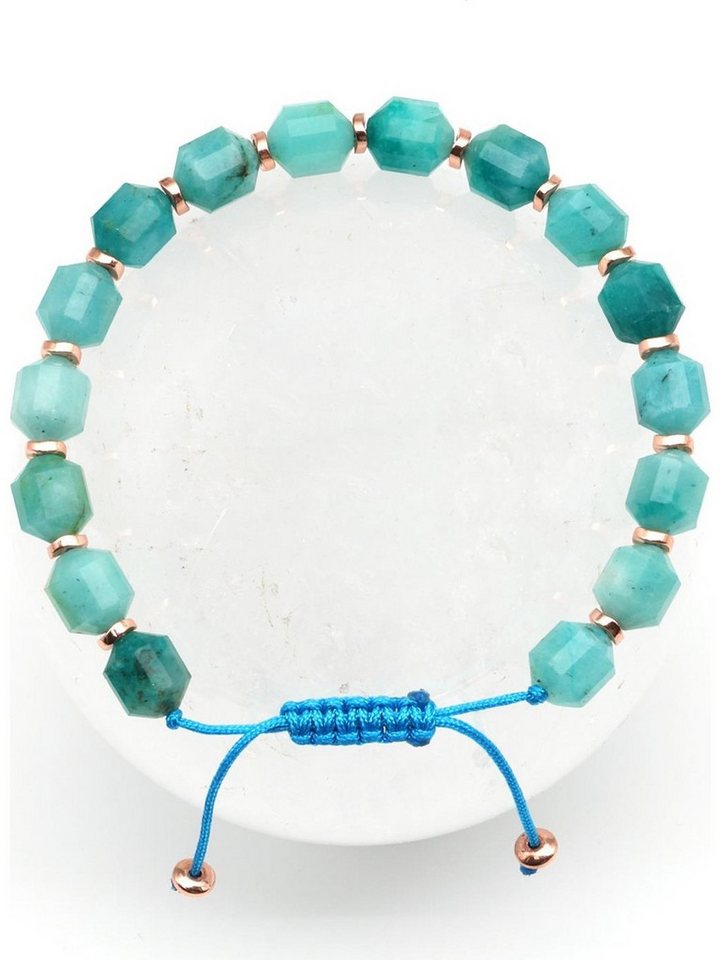 Nisan Ketten und Armband Set, Amazonit Naturstein Makramee Armband – Hexagonal Schliff, verstellbar von Nisan