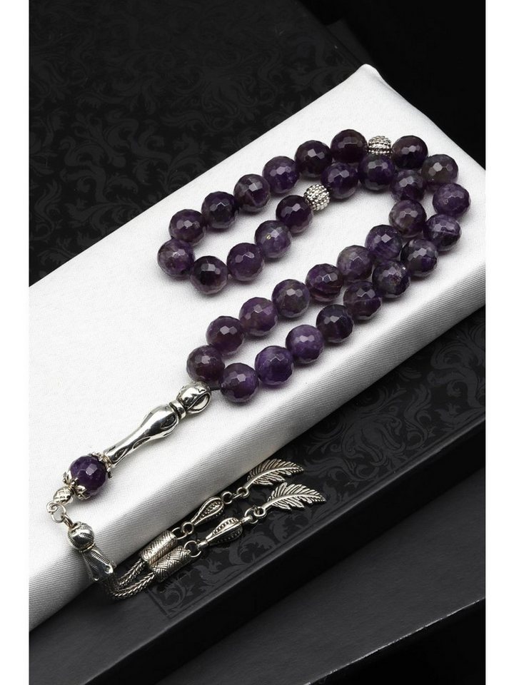 Nisan Ketten und Armband Set, Amethyst Edelstein Tesbih Gebetskette, Facettierte Perlen, Rundschliff von Nisan