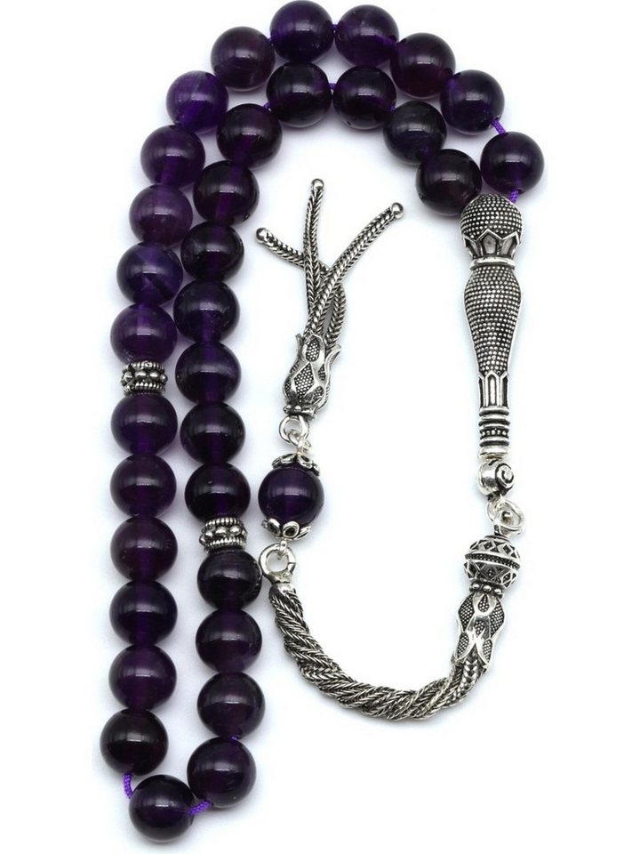 Nisan Ketten und Armband Set, Amethyst Edelstein Tesbih Gebetskette – 925er Silber, Rundschliff von Nisan