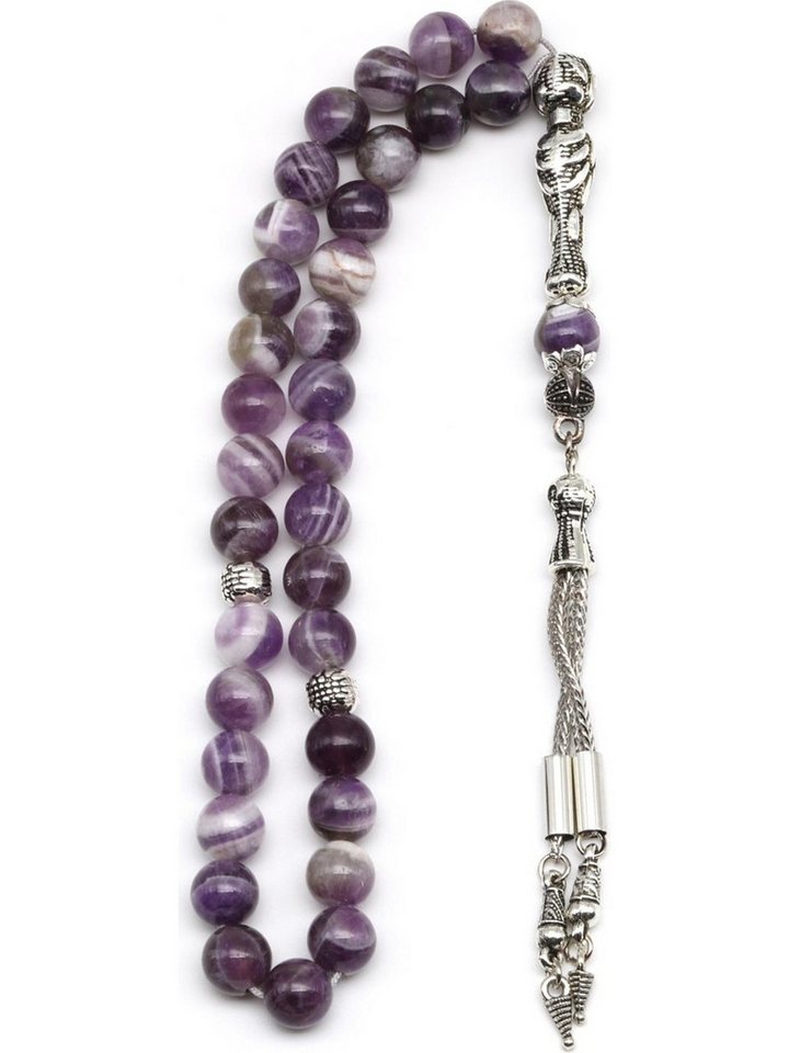 Nisan Ketten und Armband Set, Amethyst Tesbih Gebetskette, 8 mm Rundschliff, ca. 26 cm Gesamtlänge von Nisan