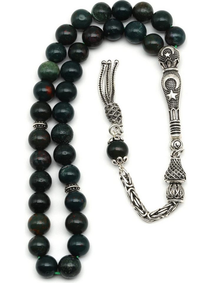 Nisan Ketten und Armband Set, Blutstein Edelstein Tesbih Gebetskette, Sterling Silber, Rundschliff von Nisan