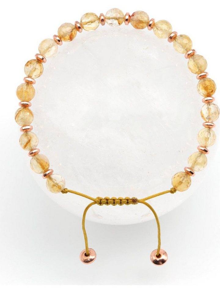 Nisan Ketten und Armband Set, Citrin Armband – Naturstein Makramee Schmuck, Facettierte 6 mm Perlen von Nisan