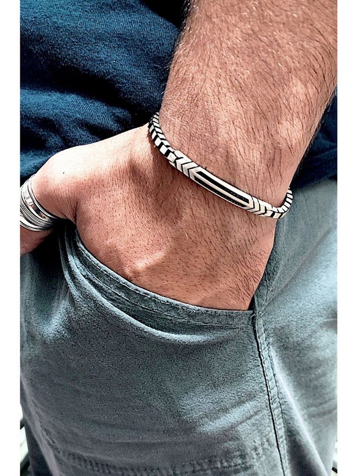 Nisan Ketten und Armband Set, Herren Armband aus 925 Sterling Silber – Fischgräten-Design, Zirkonia von Nisan