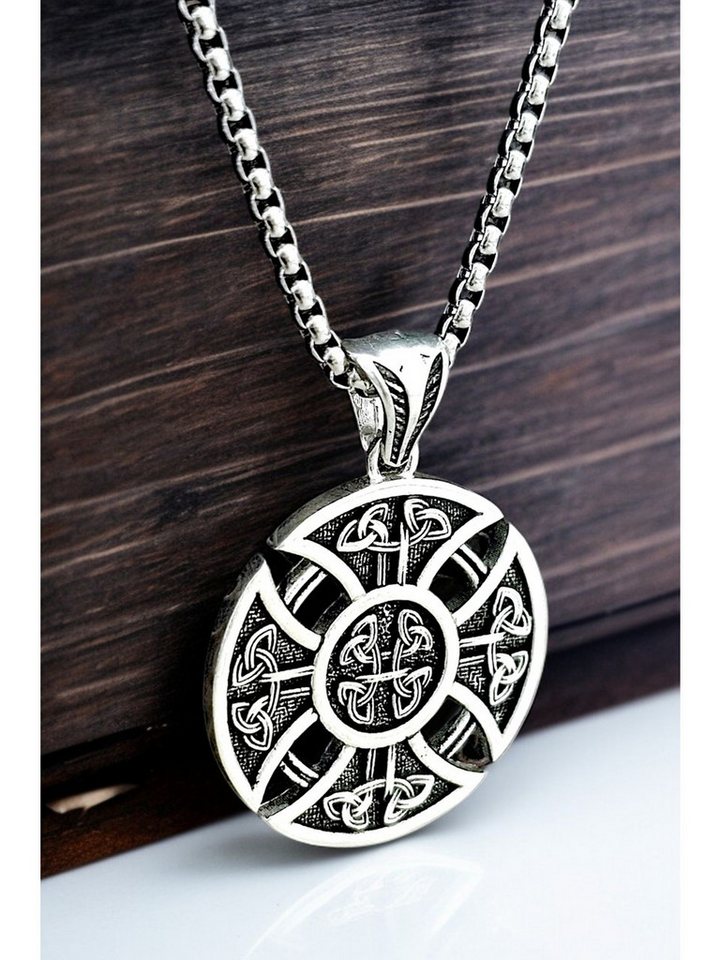 Nisan Ketten und Armband Set, Herren Halskette aus Edelstahl – Anhänger im Wikinger Schild Design von Nisan