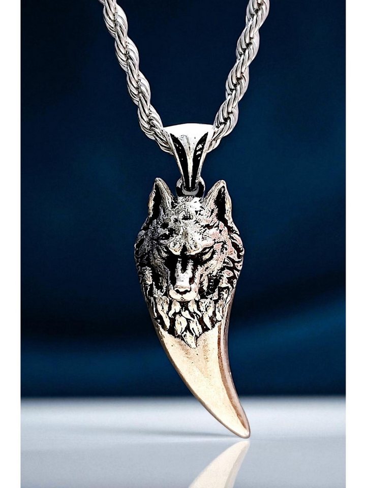 Nisan Ketten und Armband Set, Herren Halskette mit Wolfzahn-Anhänger – Silber plattiertes Bronze von Nisan