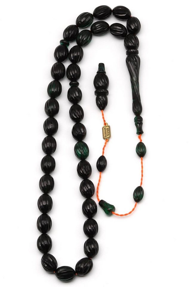 Nisan Ketten und Armband Set, Kalem-Oyma Design Grün Pressbernstein Gebetskette von Nisan