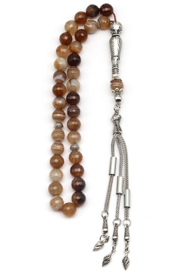 Nisan Ketten und Armband Set, Madagaskar Achat Gebetskette – 33 Perlen, 8 mm facettierte Kugeln von Nisan