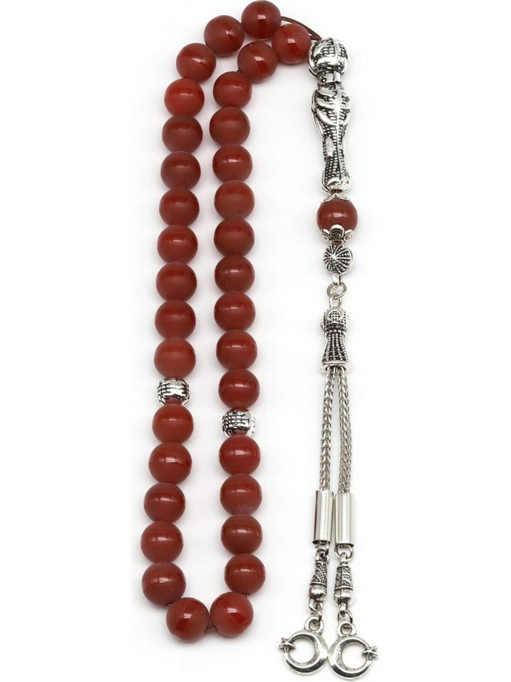 Nisan Ketten und Armband Set, Matt Achat Gebetskette, 8 mm Rundschliff, mit Metallverzierungen von Nisan