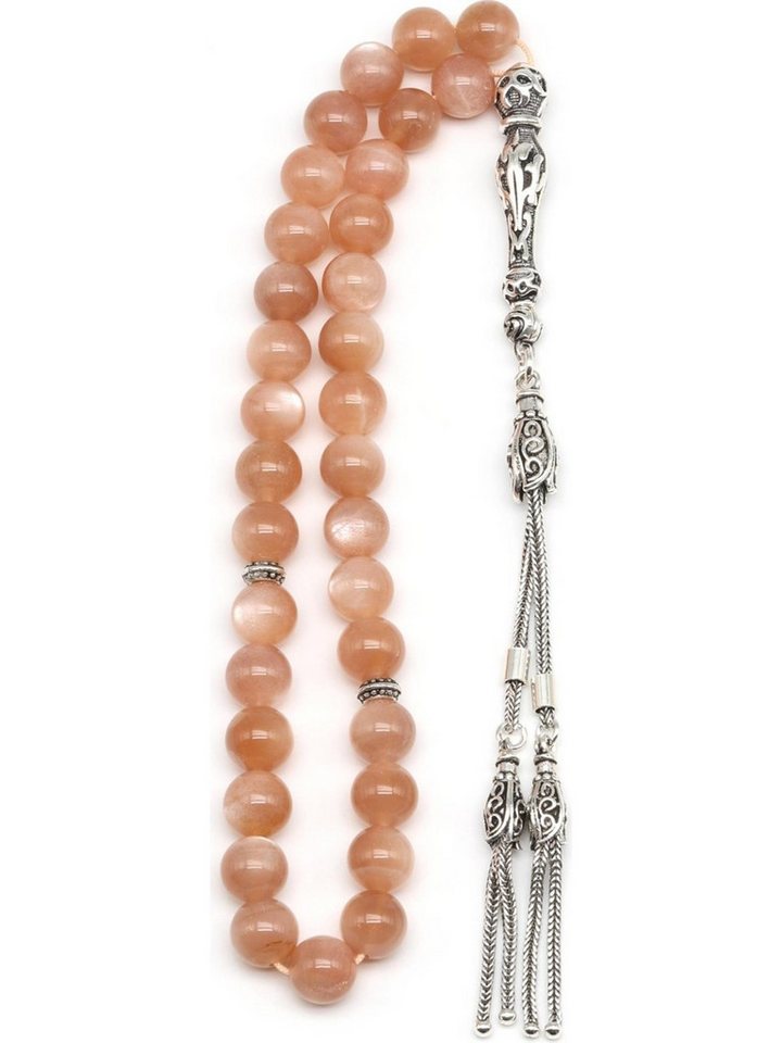 Nisan Ketten und Armband Set, Mondstein Edelstein Tesbih Gebetskette, 925 Silber, Rundschliff von Nisan
