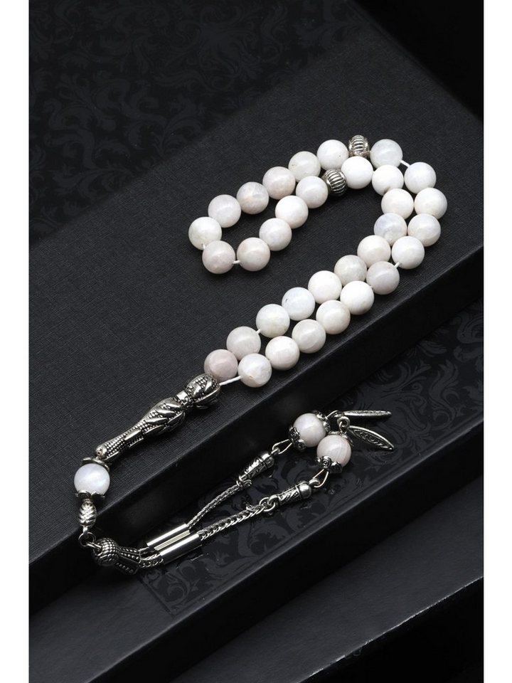 Nisan Ketten und Armband Set, Mondstein Edelstein Tesbih Gebetskette – 33 Perlen, 8 mm Rundschliff von Nisan
