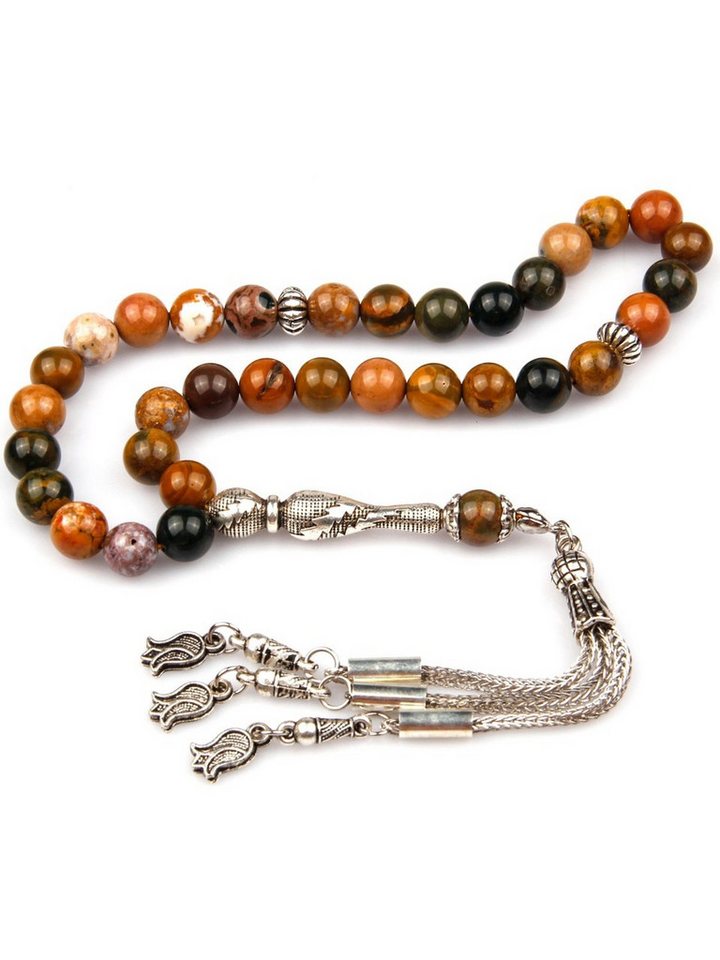 Nisan Ketten und Armband Set, Ocean Jasper Naturstein Gebetskette – 33 Perlen, 8 mm Kugelform von Nisan