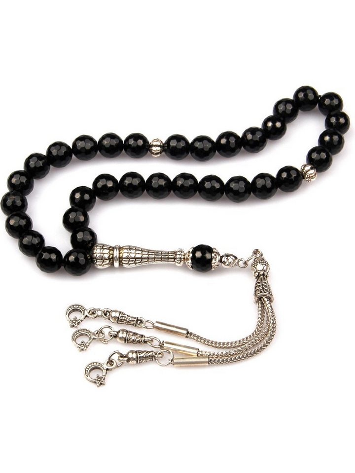 Nisan Ketten und Armband Set, Onyx Naturstein Tasbih – 33 Perlen Gebetskette, 8 mm Facettenschliff von Nisan