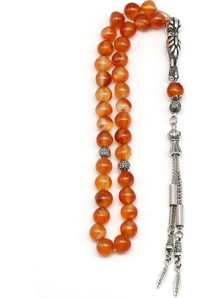 Nisan Ketten und Armband Set, Oranger Achat Tesbih Gebetsketteö 8 mm Rundschliff von Nisan
