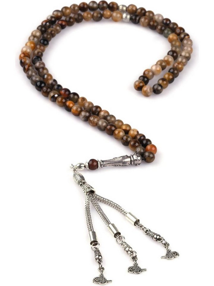 Nisan Ketten und Armband Set, Pietersit Naturstein Gebetskette – 99 Perlen Tesbih, 6 mm Kugelform von Nisan