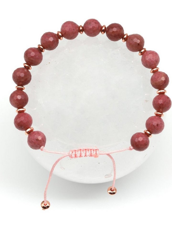 Nisan Kette und Anhänger Set, Rosa Jaspis & Hämatit Armband – Makramee Armband mit Facettierten von Nisan