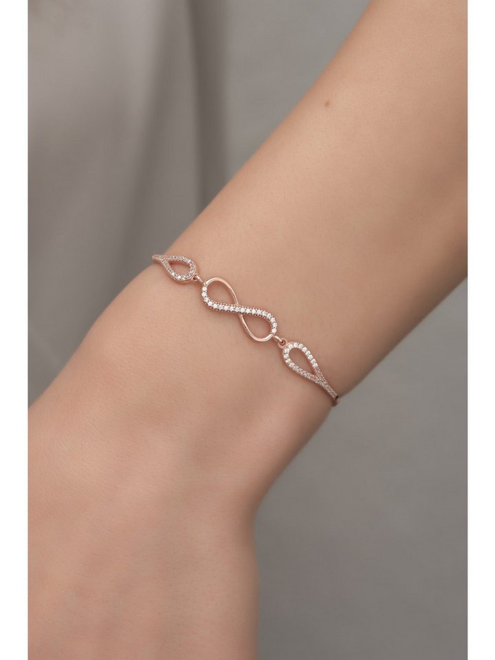 Nisan Ketten und Armband Set, Silber Damen Armband – Rosévergoldetes Infinity-Design mit Zirkonia von Nisan