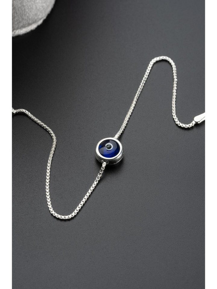Nisan Ketten und Armband Set, Silber Damenarmband, Minimalistisches Nazar-Auge, Verstellbar von Nisan