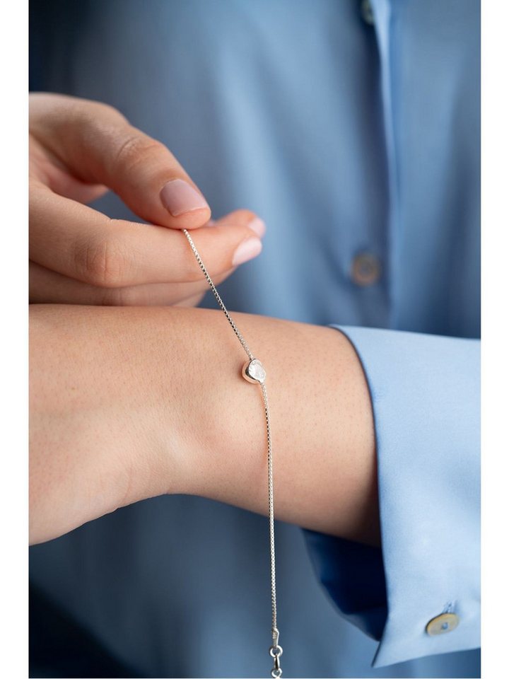 Nisan Ketten und Armband Set, Silber Damenarmband, Zirkonia, Herz-Design, rhodiniert, minimalistisch von Nisan