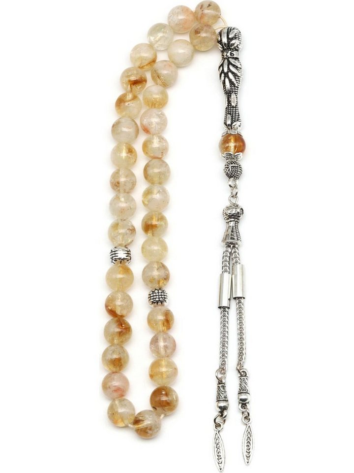 Nisan Ketten und Armband Set, Sitrin Gebetskette, Rundschliff, mit Metallverzierungen von Nisan
