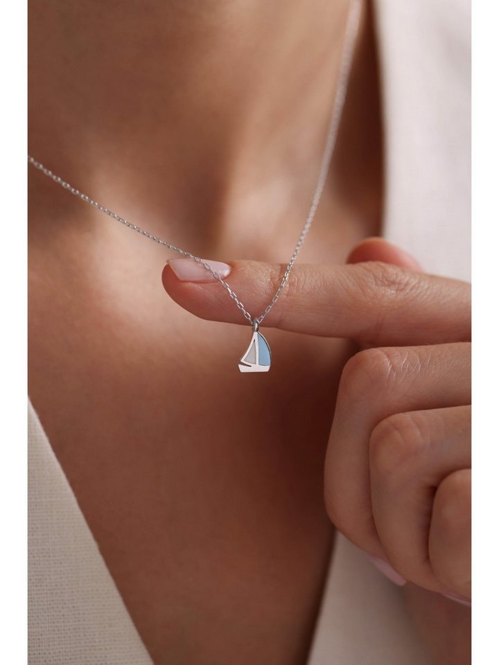 Nisan Ohrring-Set, 925 Silber Damen Halskette, minimalistischem Segelboot-Anhänger von Nisan