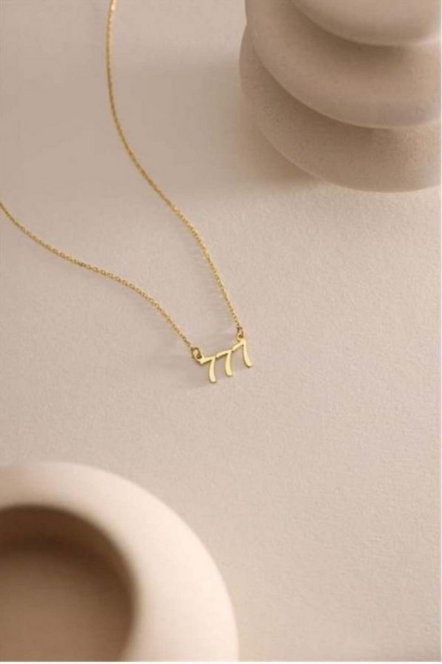 Nisan Ohrring-Set, 925 Silber Halskette mit Goldplattierung – Engelszahl 777 Anhänger von Nisan