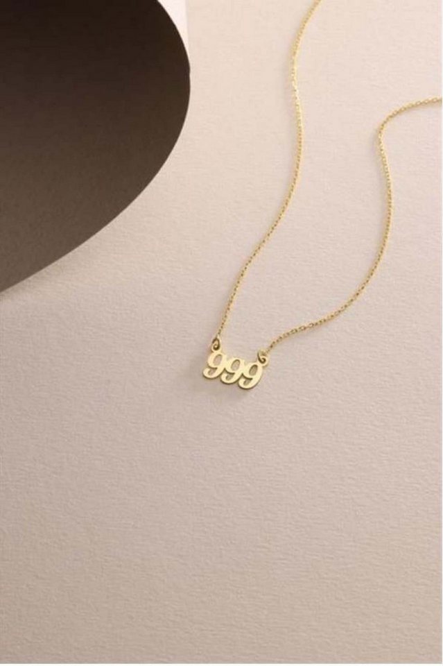 Nisan Ohrring-Set, 925 Silber Halskette mit Goldplattierung – Engelszahl 999 Anhänger von Nisan