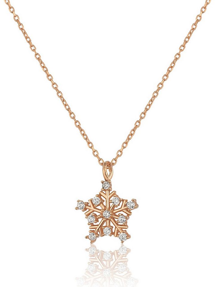 Nisan Ohrring-Set, 925 Silber Schneeflocken Kette – Zirkonia besetzt, 43-45 cm von Nisan