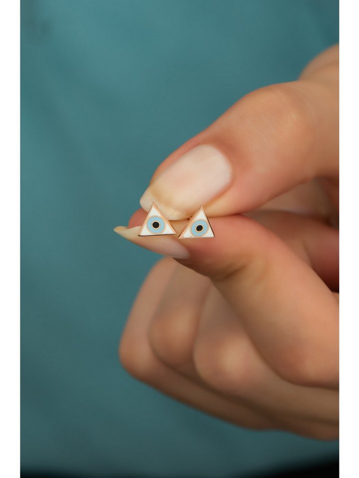 Nisan Ohrring-Set, 925 Sterling Silber Damen Ohrringe – Dreieck Design mit Emaille von Nisan