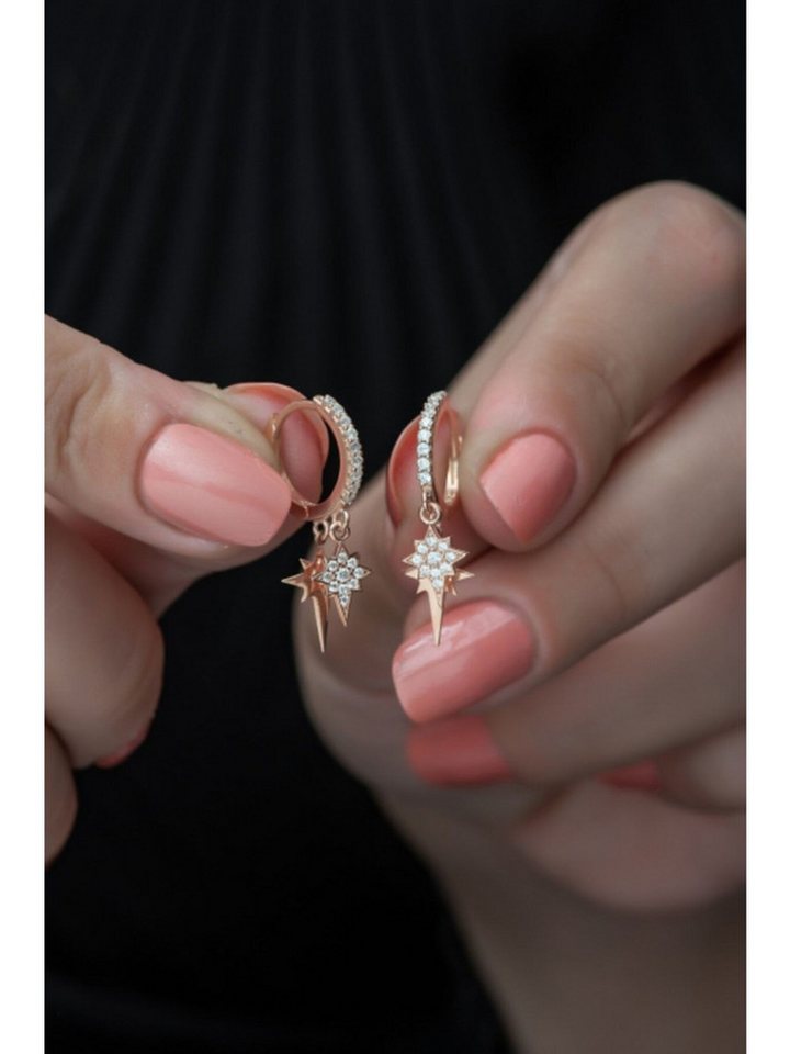 Nisan Ohrring-Set, 925 Sterling Silber Damen Ohrringe mit Doppel-Stern Anhänger von Nisan