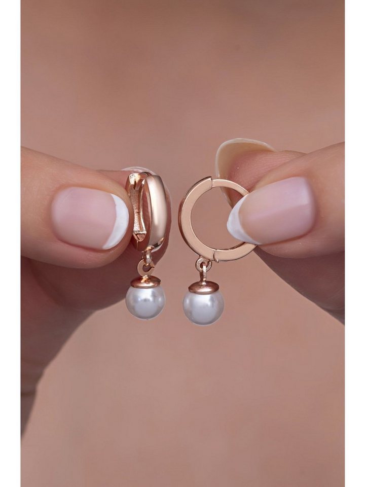 Nisan Ohrring-Set, 925 Sterling Silber Damen Ohrringe mit Perlen-Anhänger von Nisan